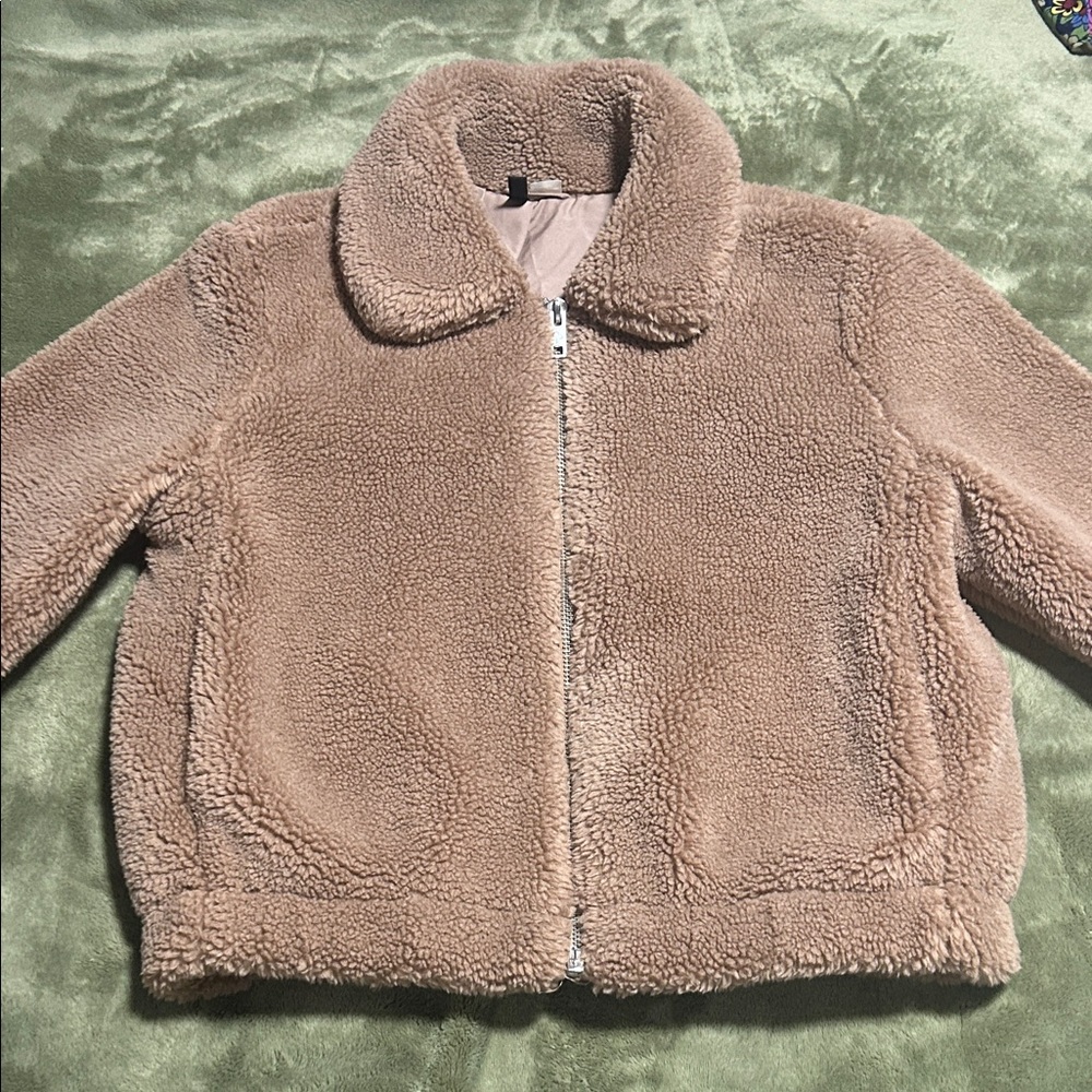 H&M light brown Size M Fleece Sherpa Teddy Jacket
